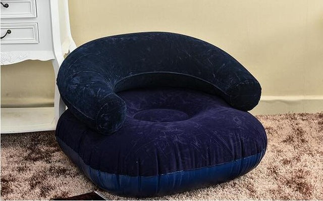 fashion flocking pvc inflatable beanbag single sofa, family home accessory, armchair air bean bag chair