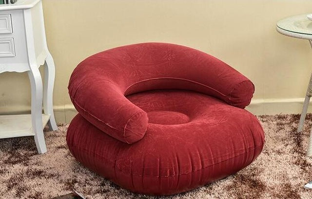 fashion flocking pvc inflatable beanbag single sofa, family home accessory, armchair air bean bag chair